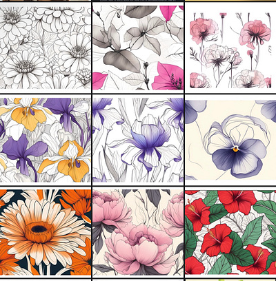 Beautiful floral patterns . digital art floral design template