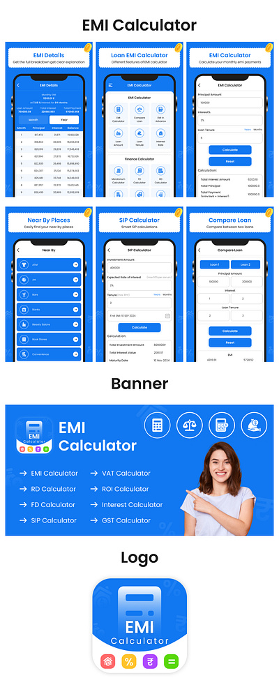 Loan EMI Calculator 3d animation branding emi calculator fd graphic design gst logo motion graphics rd sip ui ux vector