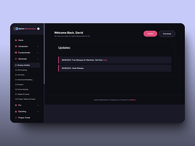 Spline Design Course | Dashboard 3d 3d design dark darkmode dashboard design framer spline spline course spline design ui webdesign webflow