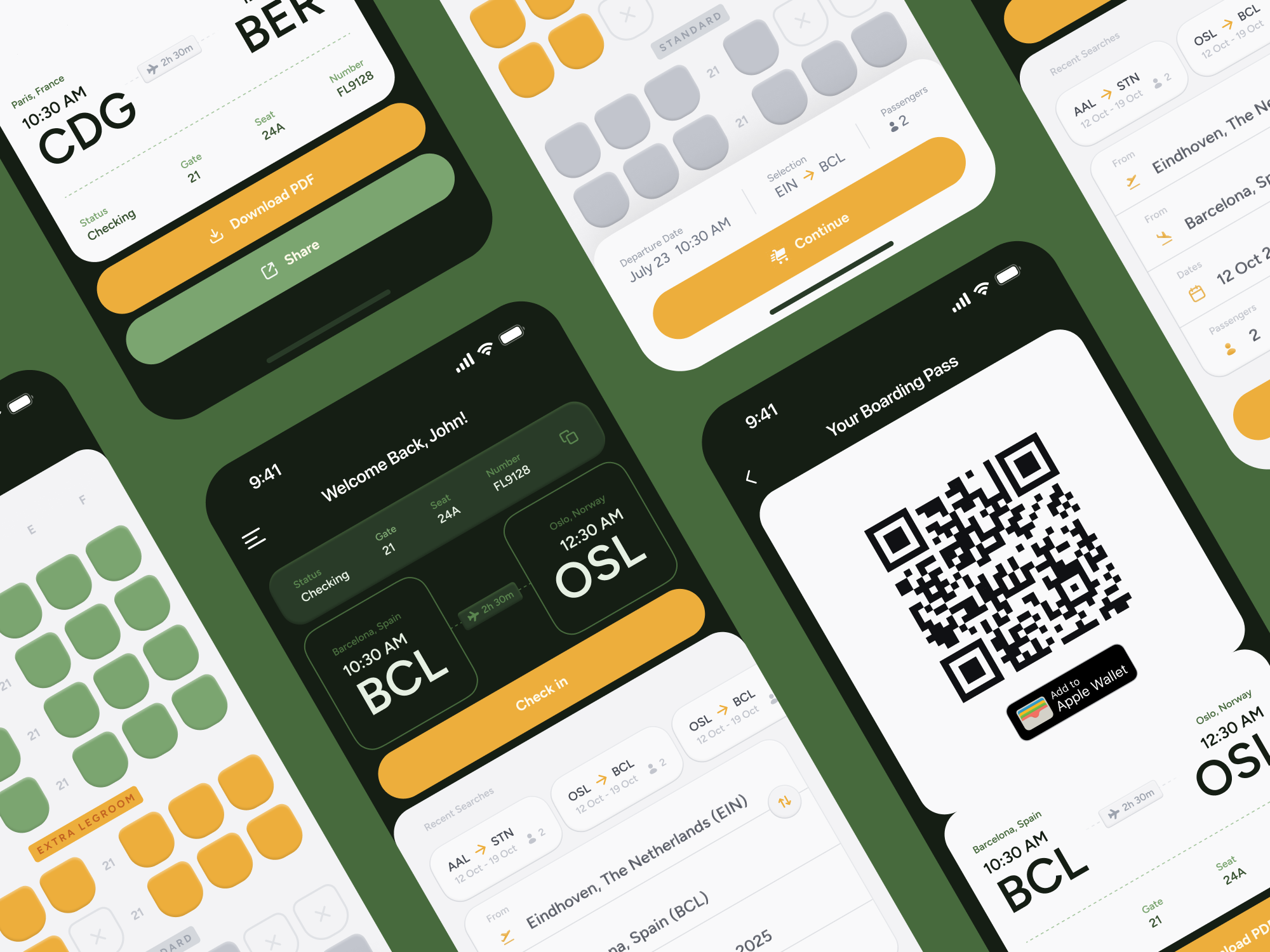 Ryanair Flight App Design airport animation app boarding pass booking branding ecommerce flight green mobile pass qr ryanair scan search seat ticket travel ui ux