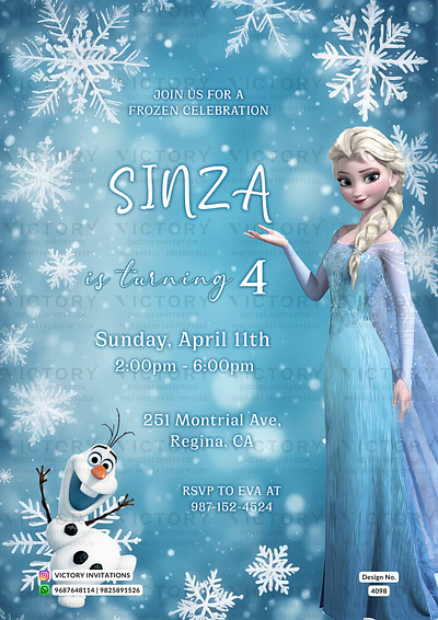 Birthday Party Invitation card in frozen design 4098 birthday graphic design illustration invitation photoshop