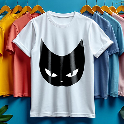 Black Cat T-Shirt design black cat branding cat head design graphic design halloween t shirt illustration logo motion graphics t shirt t shirt design t shirt designs t shirts tee tshirt ui