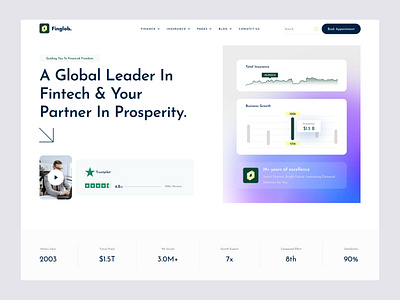 Fintech Landing Page Exploration 2024 agency website banner design creative website design finance fintech insurance landing page saas trending ui uidesign uiux web