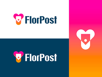 FlorPost - Floral Webshop Logo blossum branding cart cheer floral flower flowers heart jeroen van eerden joy logo mail post postcard tag