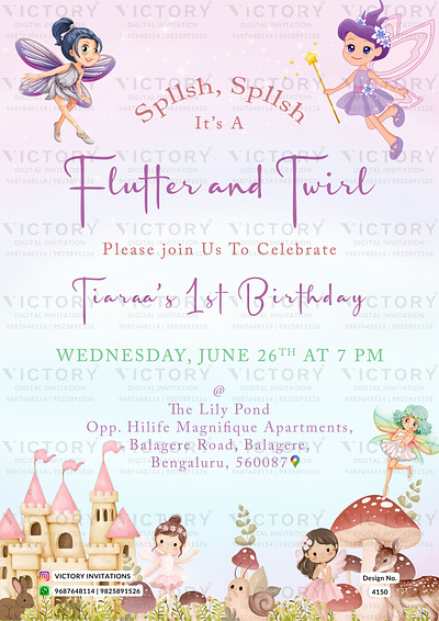 Birthday Party Invitation card in fairytale design 4150 birthday graphic design illustration invitation photoshop