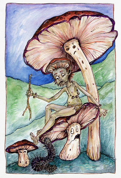 Magic Mushroom Man animation art artist cartoon childrens bookillustration childrens illustration fairytale fine art graphic design graphic novel illustration illustrator kids illustration mushroom painting picture book watercolor