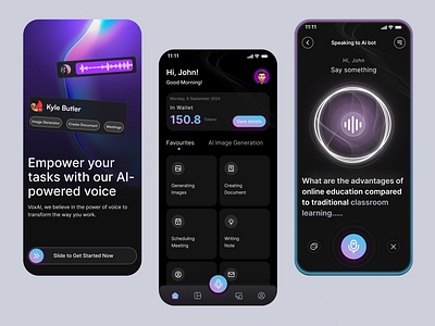 VoxAI - AI Artificial Intelligence Voice Command Mobile App branding design figma figmadesign graphic design illustration logo ui uidesign uiux