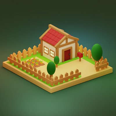 3D Small Farm Scene 3d 3d illustration 3d scene blender cartoon design farm game asset home house illustration low poly nature render