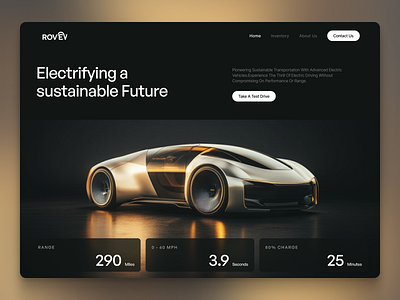 Experience the Future of Driving with RovEV 3d bento grid branding car landing page cta design ev figma graphic design illustration interaction landing page layout logo mesh gradient modern pro product design ui user experience