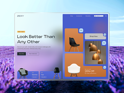 Zexy Furniture animation app apple furniture graphic design hero section product design ui ux web design website