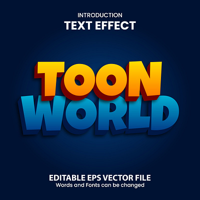 3D Vector Toon World Text Effect 3d text 3d typography design editable graphic style text effect text style toon world typography