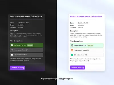 Travel app UI - Integrated tour booking modal ui web design