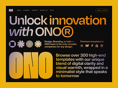 Ono - Design Marketplace agency brutalist gradient hero section landing page marketplace store ui ui design ux ux design