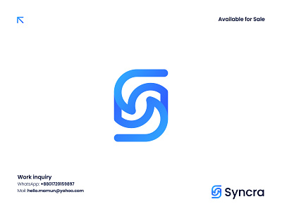 Syncra - S letter Modern Logo Design bank logo best logo brand logo branding business logo company logo custom logo ecomerce fintech logo gradient letter s logo logo logo creation logo design modern logo money logo online wallet payment logo technology unused logo