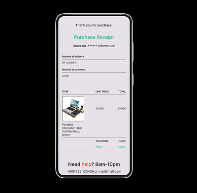 Daily UI #017 - Purchase Receipt dailyui designchallenge figma ui uidesign