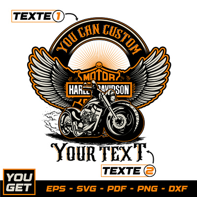 Personalized -Custom HARLY Illustration Design Style with quote custom design custom quote digital etsy gift graphic design harley harley davidson harley quote design logo motorcycle motorcycle quotes t shirt t shirt ideas wings