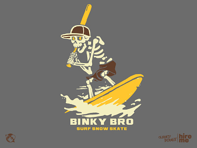 Binky Bro baseball graphics illustration skeleton skull surf t shirt design vector vector design