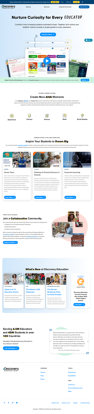 Discovery education blog website custom website design elementor pro landing page pro plugin responsive website theme web design web development website wordpress wordpress website