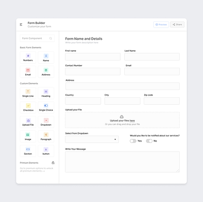 Drag and Drop Form Builder css form custom form design customizable dashboard ui design drag and drop form form design form elements form layout form ui form ui inspiration form ux graphic design html form input form minimalist form ui user friendly form ux