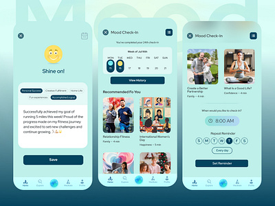 Redesigned Mood Check-in Experience calendar check in design emotions graphic design illustration meditation mobile app mood mood calendar mood check in redesign ui uiux vector wellness wellness app