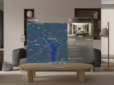 Vision Pro POC: VR Hotel Finder (2) apple vision pro design hospitality hotel hotel finder product design travel ui ux virtual experiences virtual reality