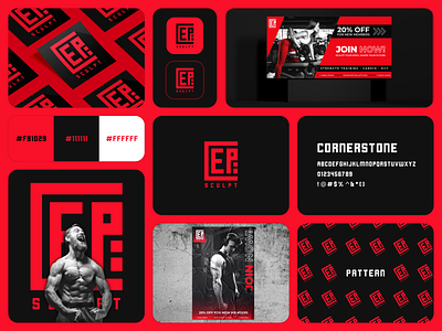 Epic Sculpt - Gym/Fitness Logo & Visual Identity Design adobe illustrator adobe photoshop brand branding business logo fitness graphic design gym identity design logo logo design minimalist monogram visual identity visual identity design