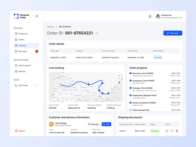 Universal Cargo — Dashboard Design animation dashboard delivery logo motion graphics ui ux