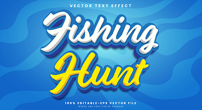 Fishing Hunt 3d editable text style Template fresh