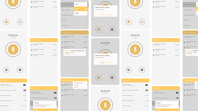 Minimalist Recording App UI Design button flat icons illustrator minimalistic mobile app screen ui user interface uxui vector vector art web design