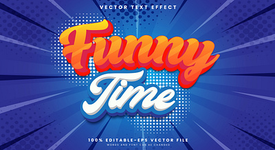 Funny Time 3d editable text style Template graphic style