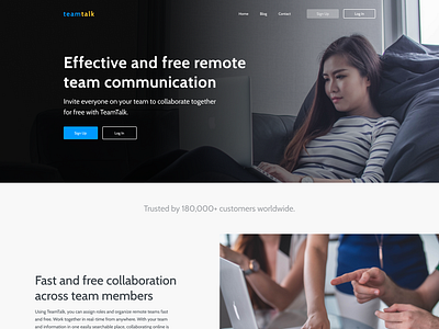 Team Talk Landing Page blog page design branding clean landing page minimalistic modern team ui user interface vector web design web site