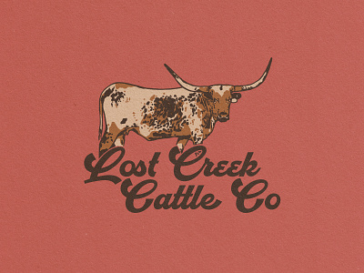 LOST CREEK CATTLE CO arizona badge branding cactus country cowgirl desert design font hand drawn illustration lockup logo longhorns rodeo texas tshirt tshirt design vintage western