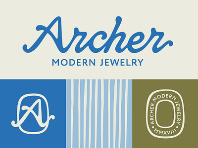 Archer Modern Jewelry archer branding hand lettering jewelry logo modern typography