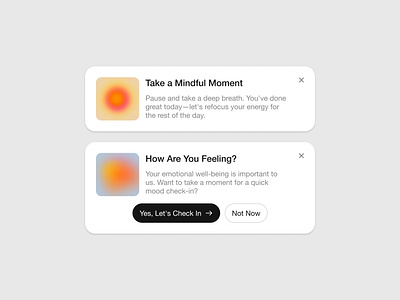 Notification Cards app button cards clean design icon minimal mobile notification product ui ux uxui