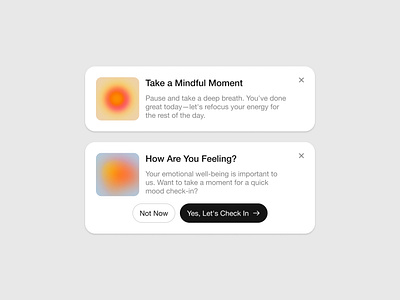 Notification Cards app button cards clean design icon minimal mobile notification product ui ux uxui