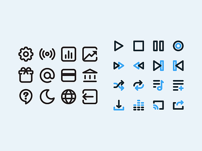 Simple Business and Media Player Icons business flat icon icons infonography media player ui vector vector icons