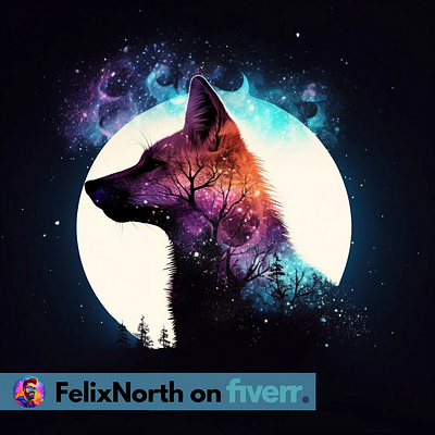 Constellation:Vixen ai design digital design felixnorth fiverr fox graphic design illustration space