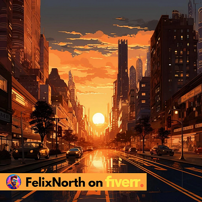 Sunset Suburbia ai city design digital design felixnorth fiverr graphic design illustration sunset