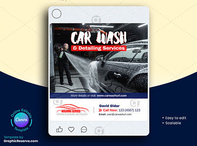 Car Wash & Detailing Instagram Post Canva Template automobiles marketing template car post design car rental design canva template car rental social media post car social media post car wash canva template car wash instagram post car wash social media banner rent a car post social media canva design