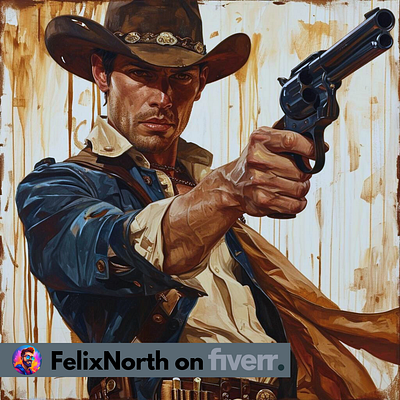 Billy ai cowboy design digital design felixnorth fiverr graphic design gunslinger illustration western