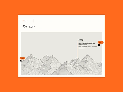 Interactive Visual Timeline about us animated architecture building case study construction history hover interaction design line art mountains our story solar storytelling timeline topography ux design visual timiline webflow website