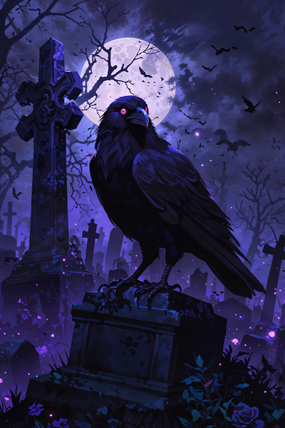 Guardian of the twilight necropolis anime art illustration night