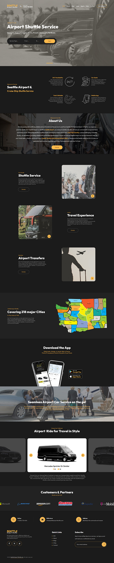 Seattle Airport Shuttle branding design graphic design logo typography ui ux vector website design