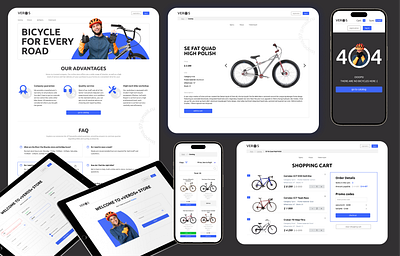 Online Bicycle Shop 404 bicycle bike catalog design error faq form item landing login online registration shop store ui ux web