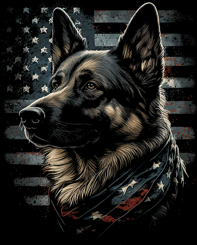 German Shepherd USA Flag Patriotic german shepherd graphic design