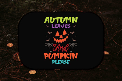 Autumn Leaves Pumpkin Please Halloween T-shirt Design happy halloween