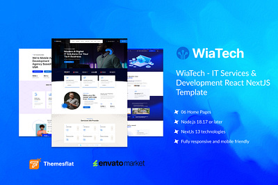 WiaTech - IT Services & Development React NextJS Template customizable development digital transformation high performance it services modern design nextjs react seo friendly tech solutions web development wiatech