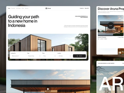 Aruna - Real Estate Landing Page agent apartment architecture building business clean design home house landing page properties property real estate realestate ui ux web web design website