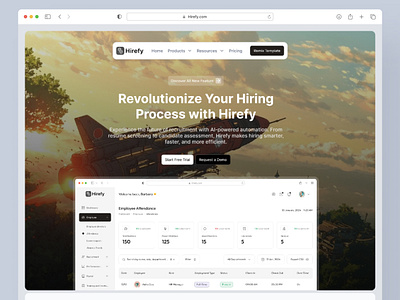 Hirefy - AI-Enhanced Recruitment Platform bento grid branding crm design design hr design landing page design website framer framer template graphic design hr hrm illustration landing page saas payroll recruitment template ui web design website saas