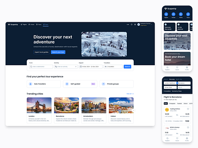 Travel planner App - Desktop & Mobile app flight mobile product design tour travel travel app trip ui ui design